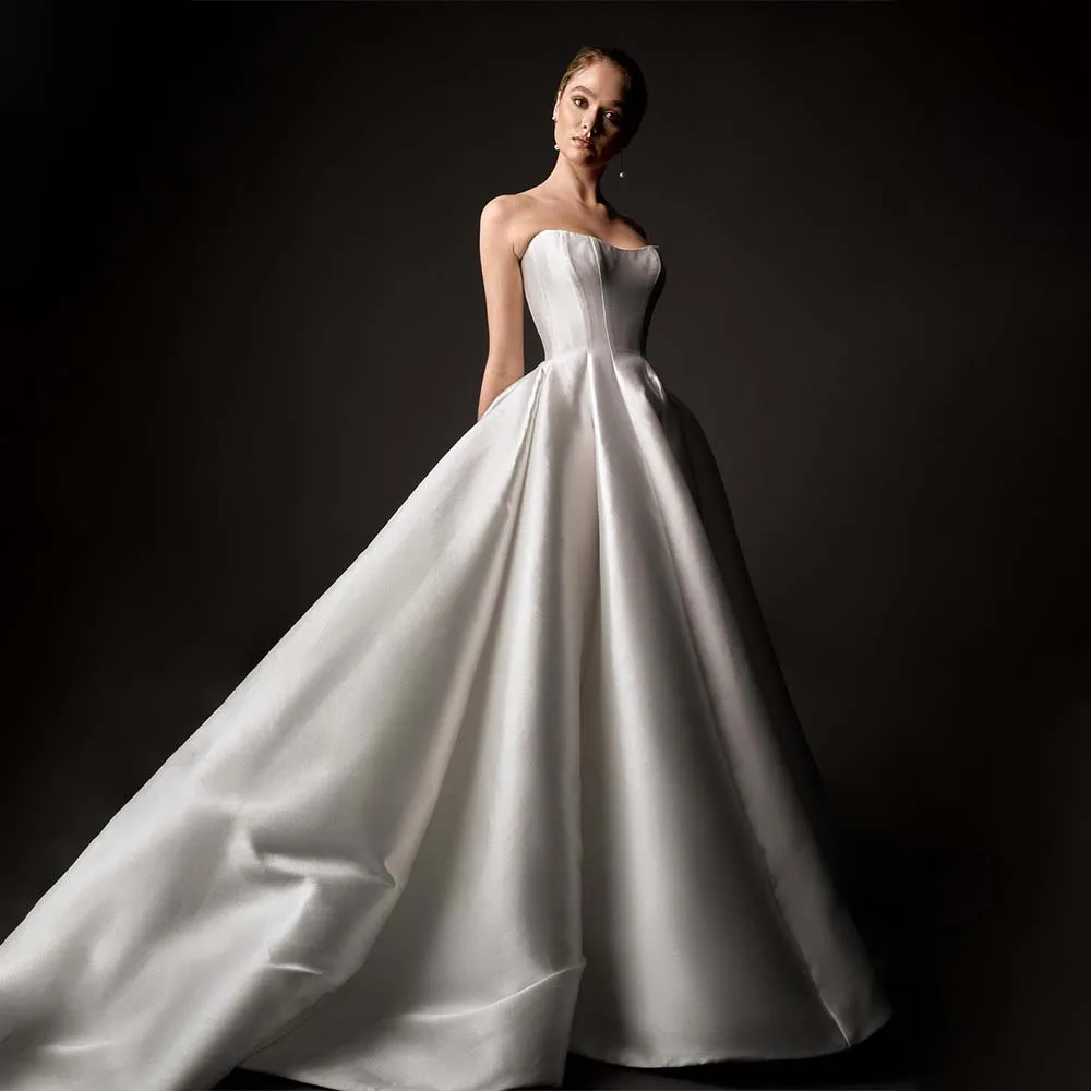 

Luxurious Sweetheart High Bridal Grown Satin Ball Grown Wedding Dresses Custom Made 2024 Vestido De Noival