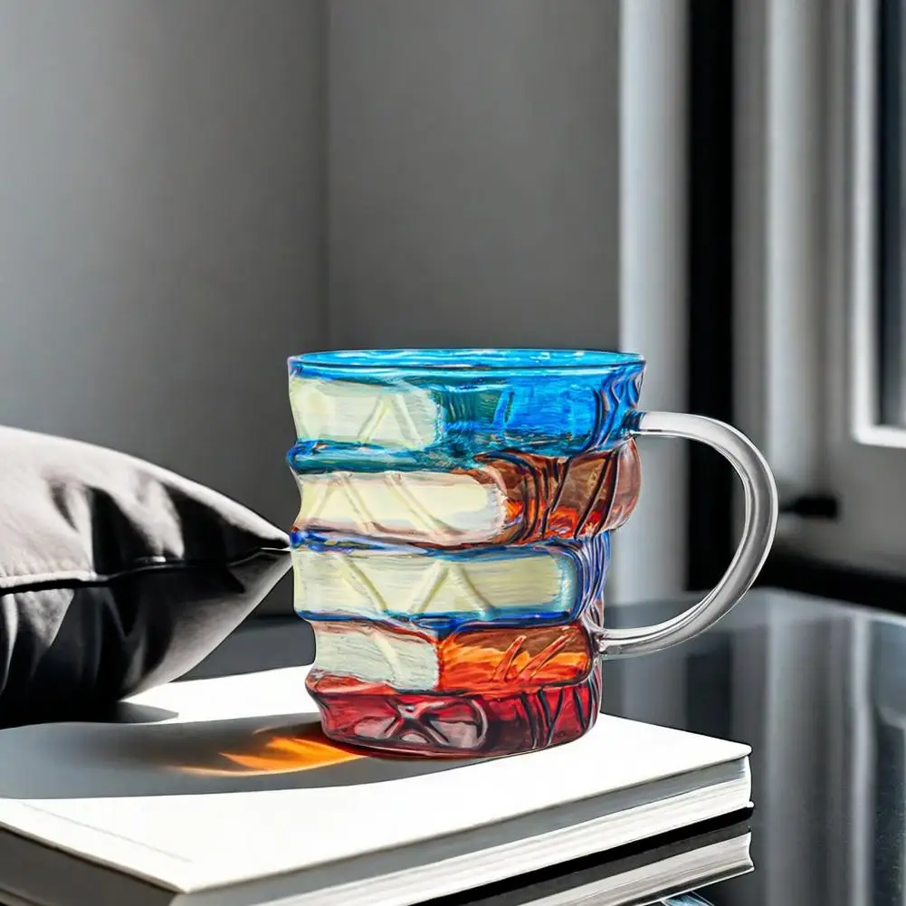 3d Painted Book Cup Novelty Glass Tea Mug for Book Worms Funny 3d Painted Coffee Cup Unique Painted Book Mug Gifts for Readers