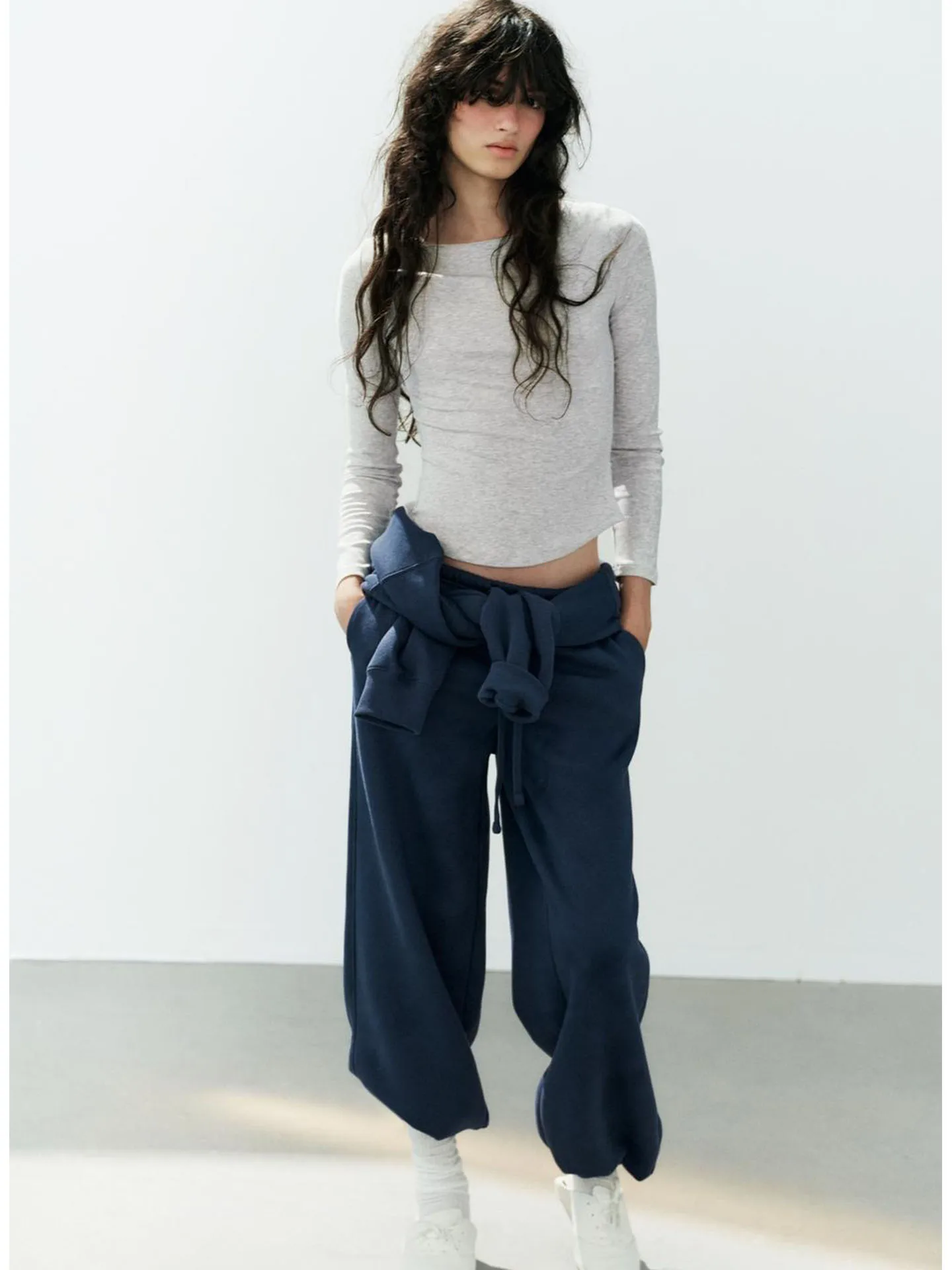 Autumn New Street Style Slim Fit Long Sleeve T-Shirt round Neck Tummy Control Polyester Casual Fashion Women's Top 1058805