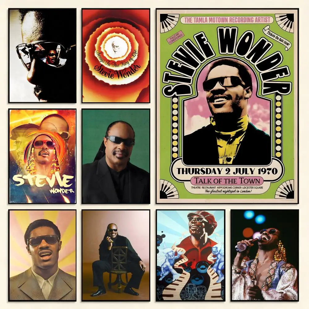 Classic S-Stevie Wonder Poster Digital Solvent Print Waterproof PP Fade-Resistant Wall Art Room Decor Gift