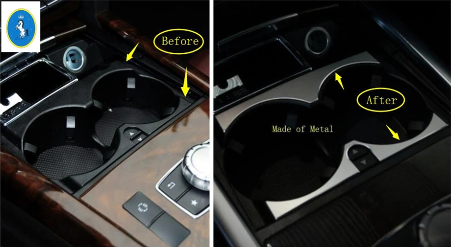 

Yimaautotrims For Mercedes Benz E Class Sedan W212 2011 - 2015 Metal Accessories Central Water Cup Holder Decoration Cover Trim