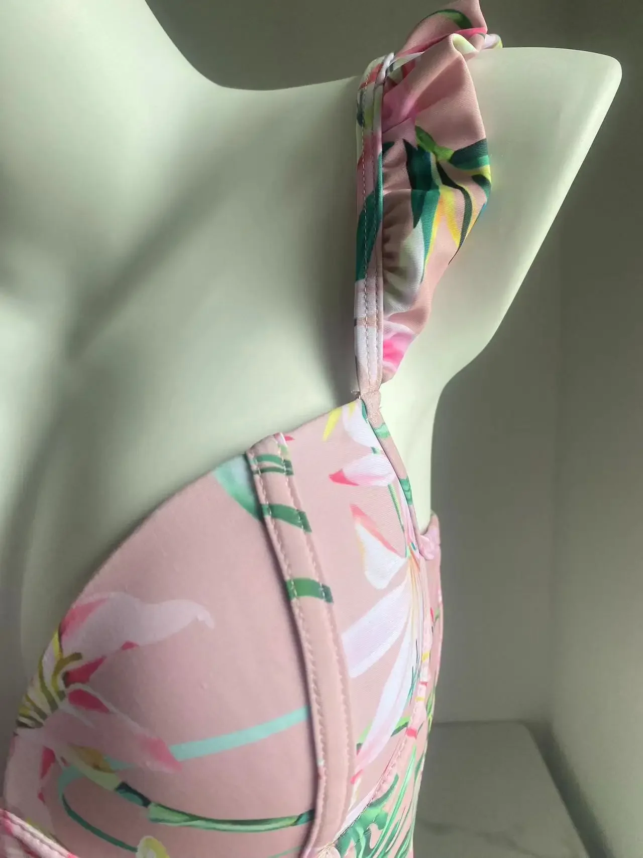 Maillot de bain une pièce imprimé floral à volants, haute qualité, push up, bikini, ensemble, amincissant, tenue de plage, 2024