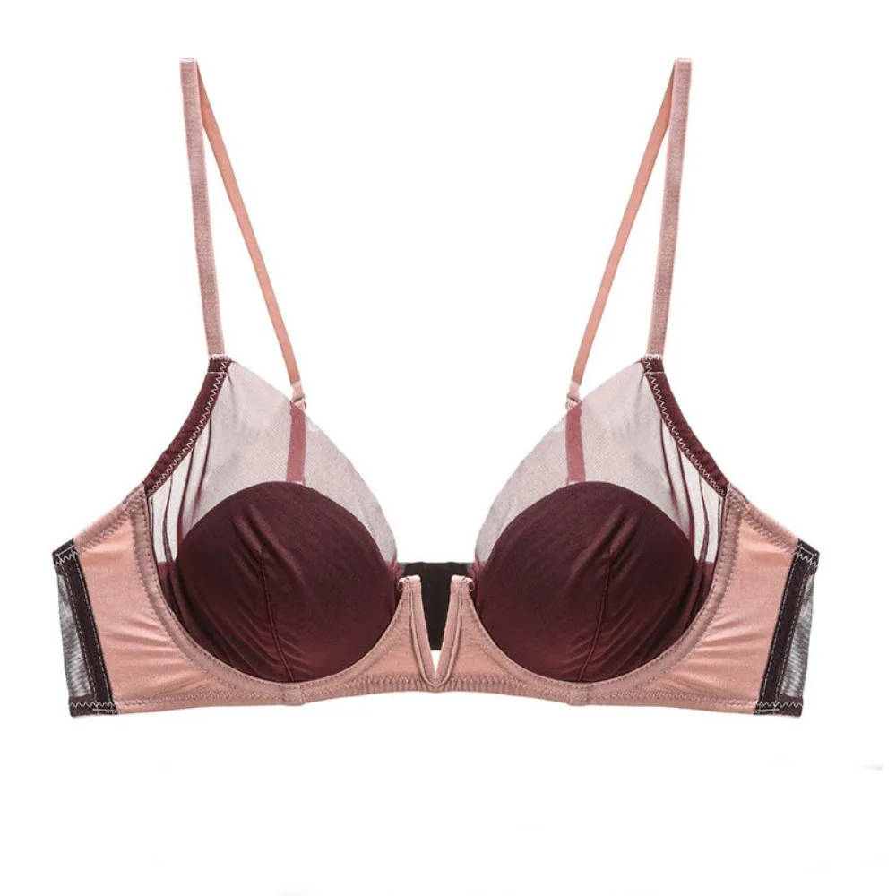 Soutien-gorge sans couture en dentelle à col en V profond pour femme, doux, avec armatures, pour poitrine généreuse, effet minimiseur, maintien anti-affaissement, lingerie ultra confortable pour un usage quotidien, tailles 32-38