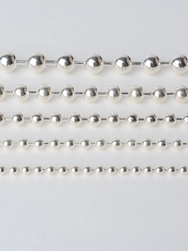 Solid 925 Sterling Silver ball Chain Loose Link Rope for Jewelry Diy Components and Findings