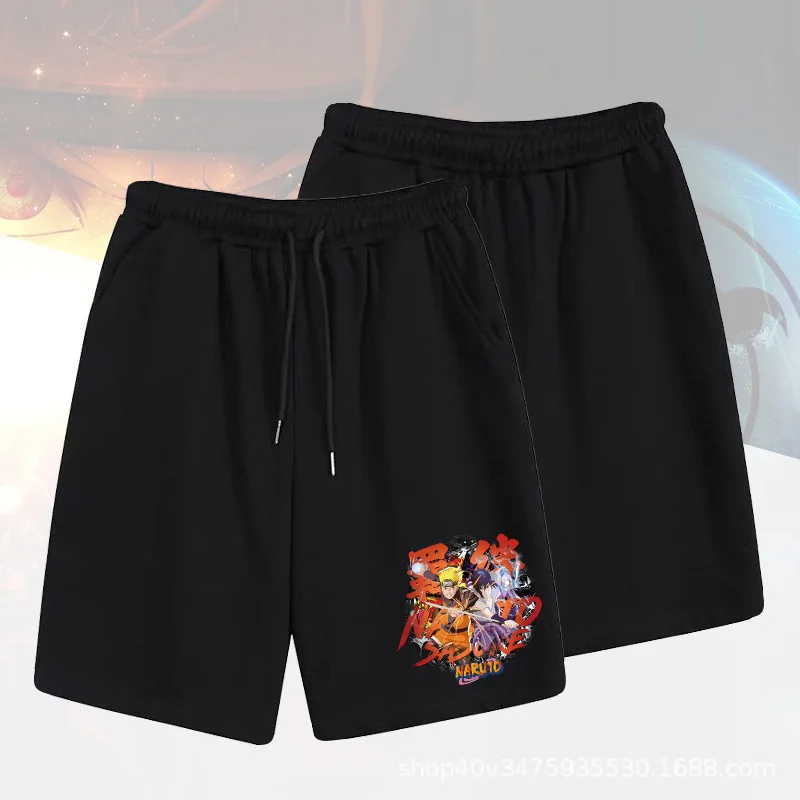 Naruto cartoon print summer casual shorts anime Akira organization Naruto peripheral micro-elastic loose sports shorts men