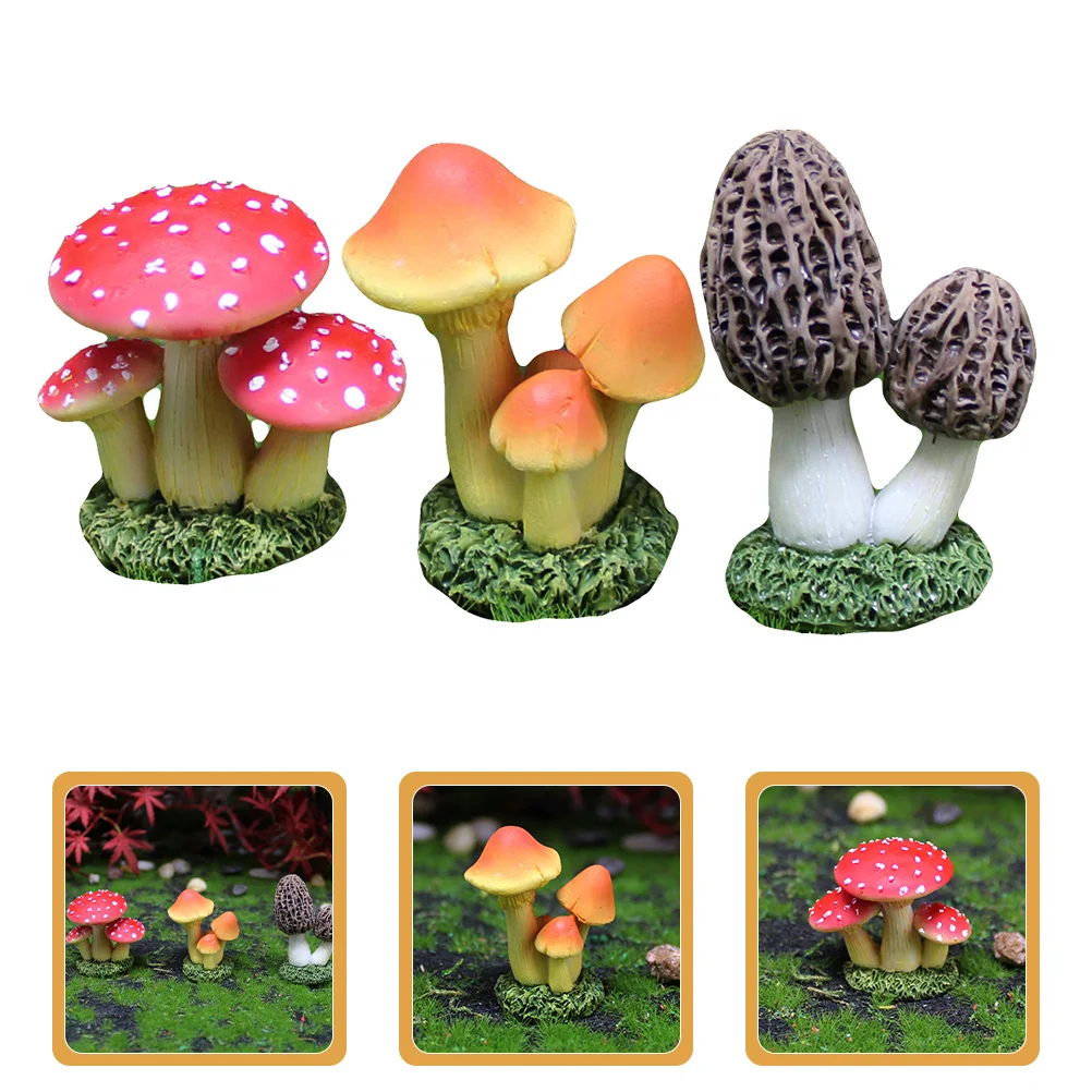 

6Pcs Miniature Mushroom Decor Realistic Figurines Micro Landscape DIY Garden Tiny Mushroom Ornaments Home Decoration