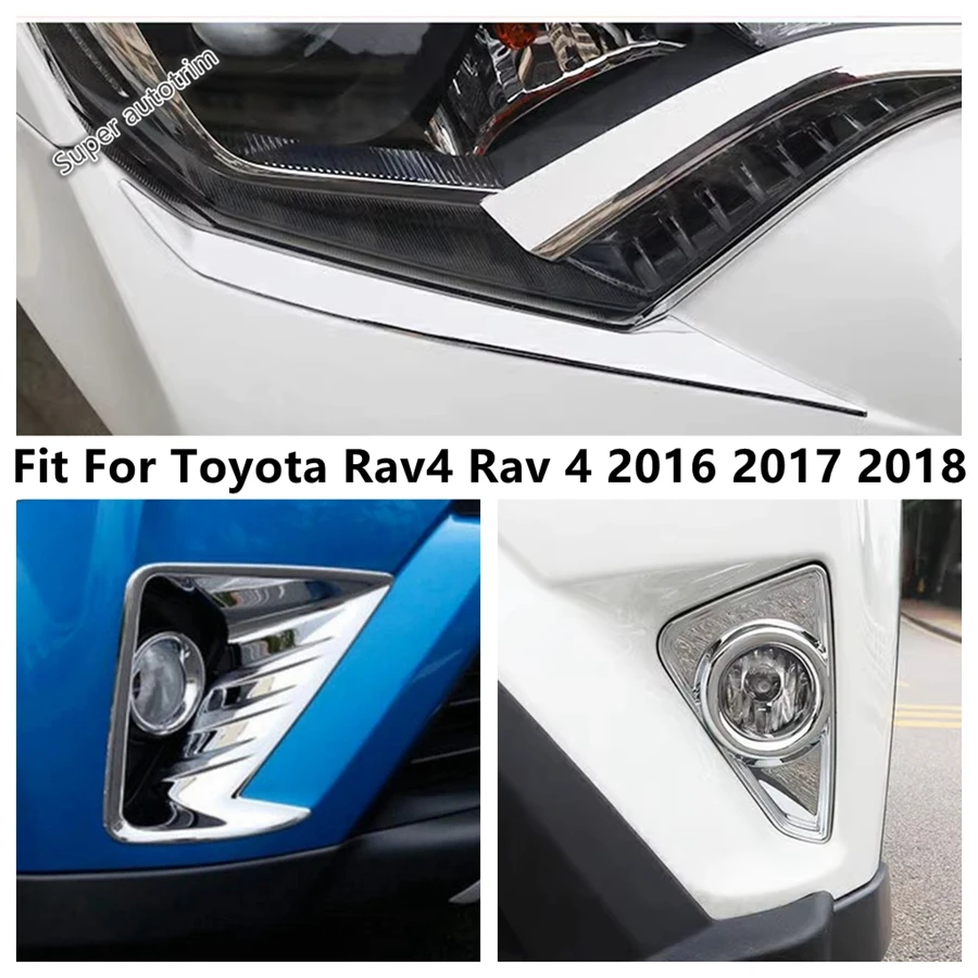 

Chrome Exterior Accessories For Toyota RAV4 RAV 4 2016 2017 2018 ABS Front Bumper Fog Lamp Light Frame Headlights Cover Trim Kit