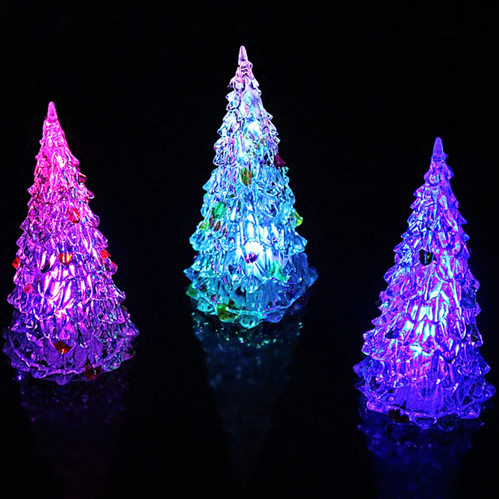 

10Pcs Acrylic Christmas Tree LED Lighted Tabletop Colorful Painted Ornament Holiday Decoration Fireplace Mantel Centerpiece