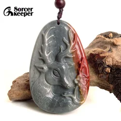 Carved Pendant Natural Gemstone Picasso Jasper Deer Beads Wedding Favors Gifts Crystal Quartz Healing Reiki Charm Jewelry BI193