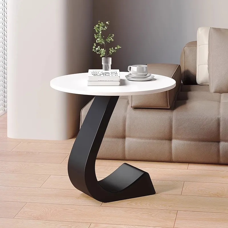 AOLIVIYA Tea Coffee Table Nightstand Storage Rack Sofa Corner Side End Stand Slate Round Creative Removable Home