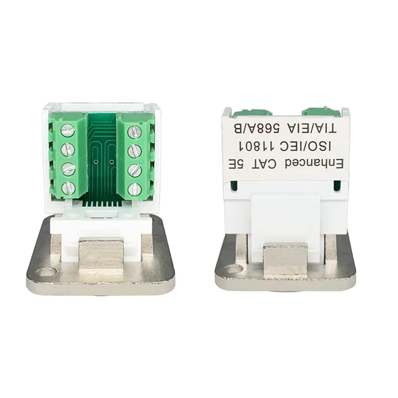 GROCE-2X RJ45 Panel Mount Screw Terminal Adapter, RJ45/8P8C Panel Mount Connector,D-Type RJ45 Female Solderless Terminal