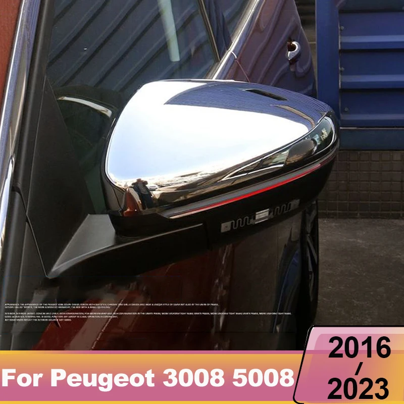 

ABS Car Rearview Mirror Cover Side Wing Cap Shell Exterior Chromium Styling For Peugeot 3008 5008 GT 2016-2020 2021 2022 2023