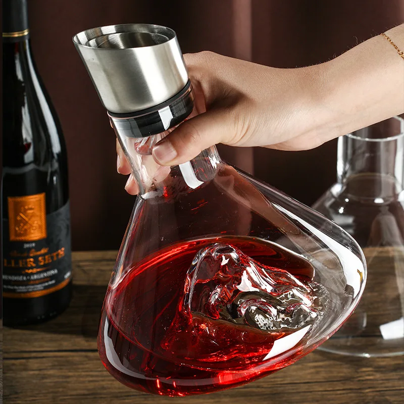 Deluxe Waterfall Iceberg Red Wine Ware Household Set European Crystal Glass Wine Bottle