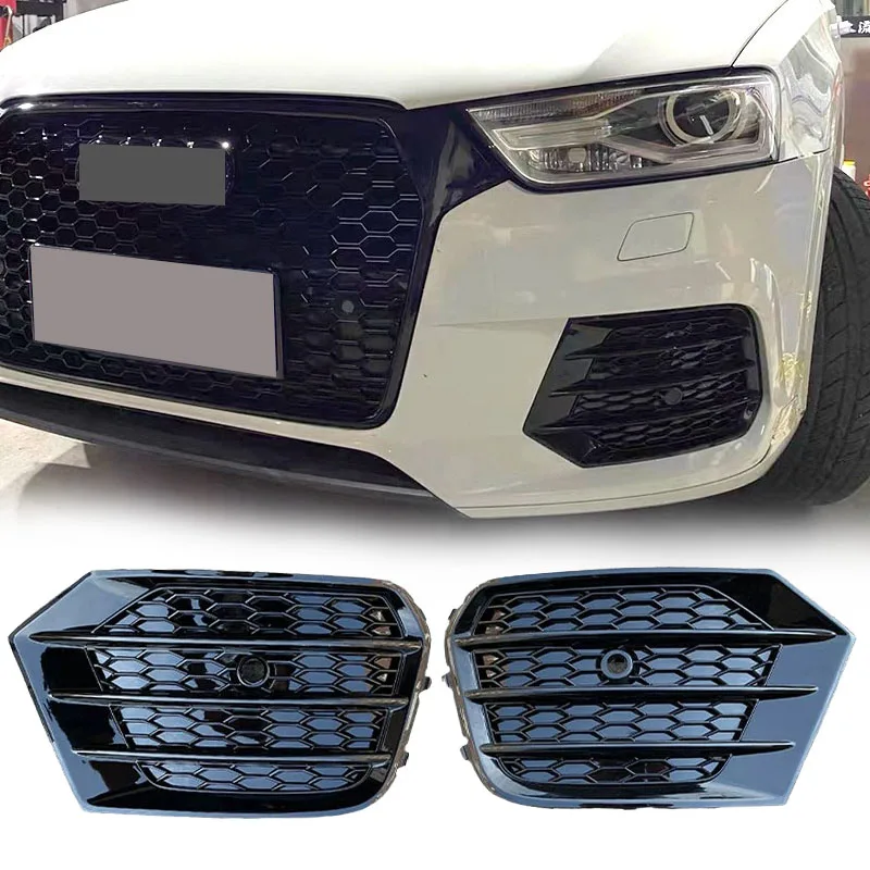 

Racing grills For Audi Q3 2016 2017 2018 Fog Light Frame Replacement Lower Mesh Fog Light Cover Decoration