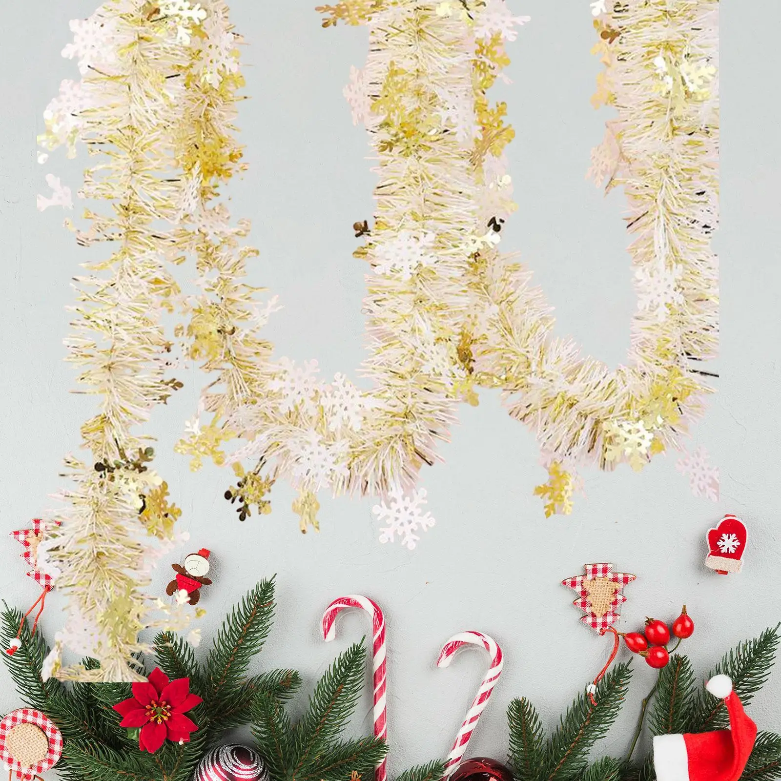 Christmas Twist Garland Long Glittering Shiny Hanging Ornament Xmas Garland for Staircase Holiday Birthday Decoration Wall