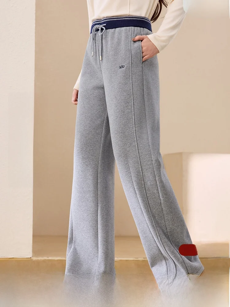 

Брюки прямого кроя на резинке с подкладкой, повседневные, больших размеров, женские, в корейском стиле, зимние, новинка