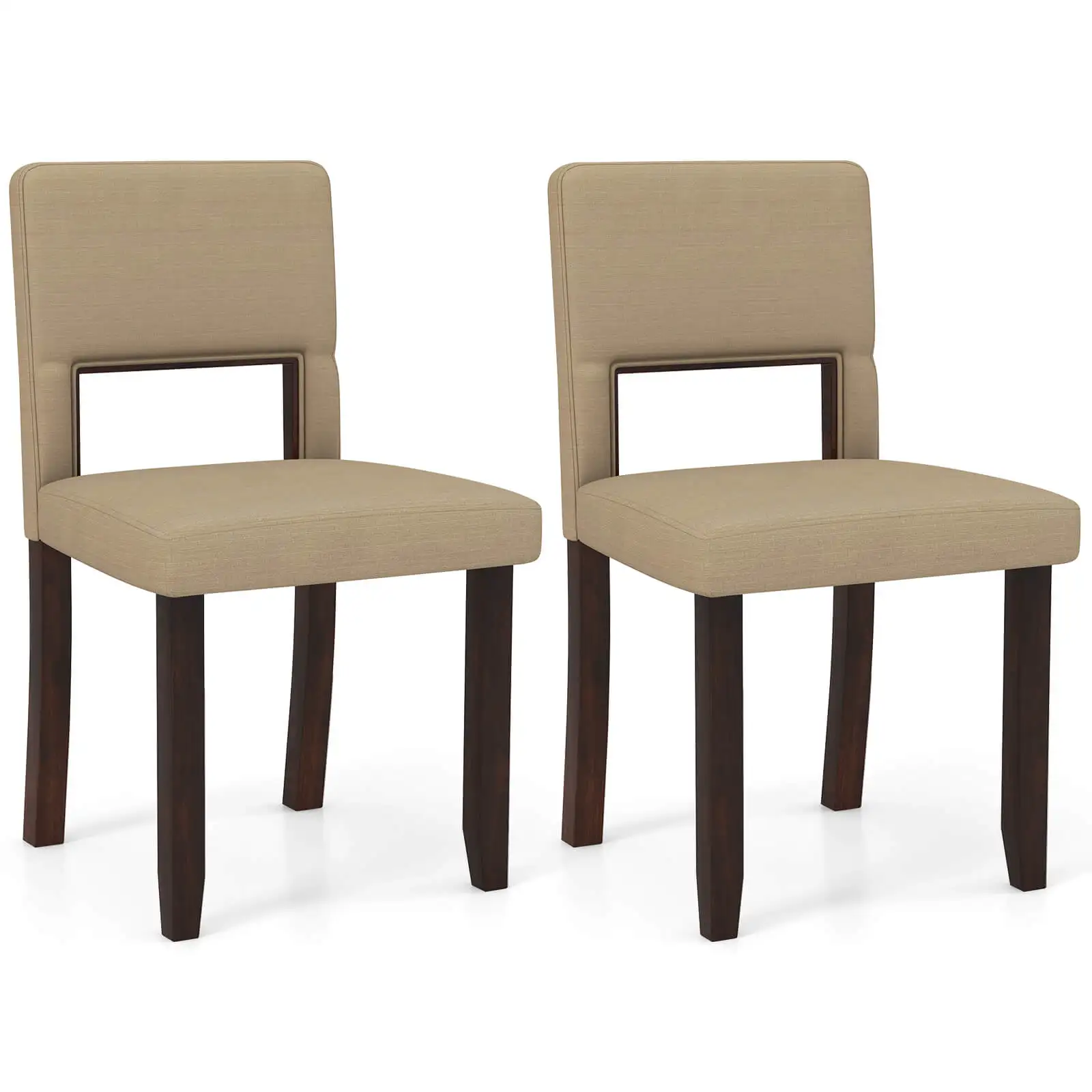 Wooden Dining Chair Set of 2 W/ Acacia Wood Frame Padded Seat & Back Home