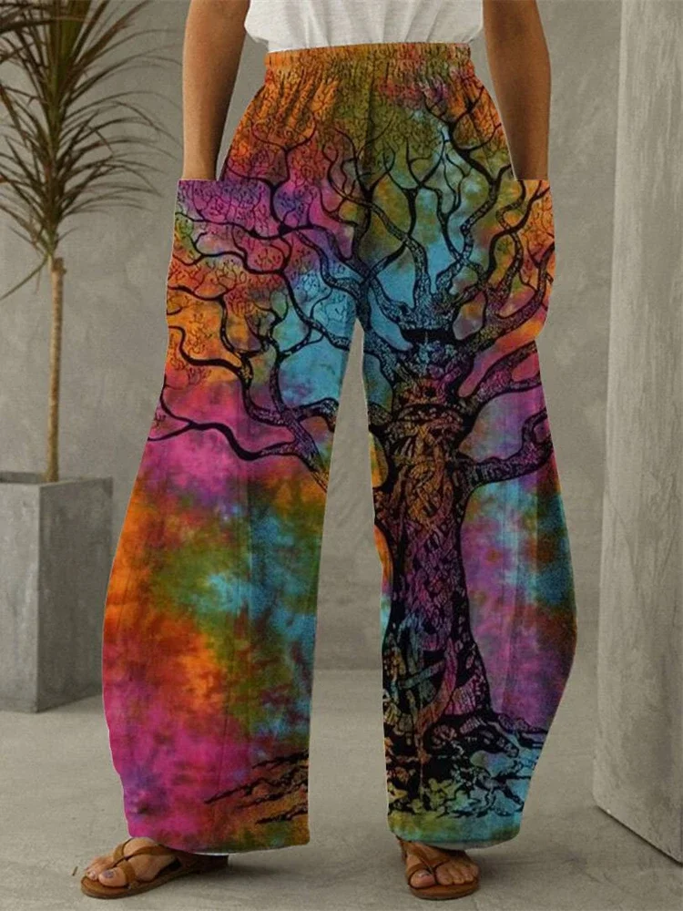 

Flowers Leaf Full Length Wide Leg Pants Printed Thin Hipster Trousers Fashion Summer Streetwear Sweatpants Women Clothing