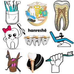 Hanreshe Dental Tooth Collection Brooch Pins Medical Creative Enamel Lapel Teeth Badge Jewelry for Dentist Doctor Nurse Gifts