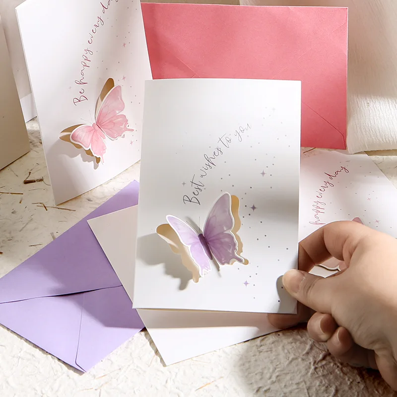 

New hollowed out butterfly greeting card, Teacher's Day, Valentine's Day, thank you and blessings, birthday card with envelope