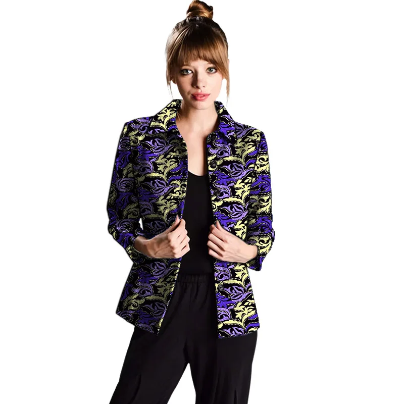 Casual Women's Lapel Jacket African Print Fashion Item Original Design Ankara Outfit Female Short Coats Customized