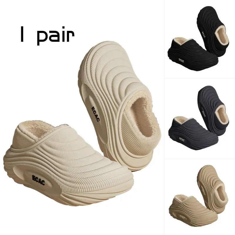 

Winter Warm and Non-slip Couple Cotton Tow Bag Head Waterproof Cotton Slippers Home Cotton Shoes Men and Women 2025 New