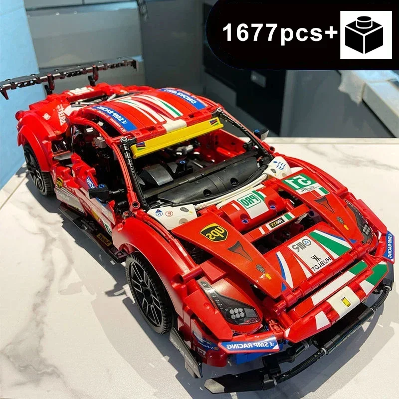 Ferrari 488 GTE Tech MOC Building Blocks DIY Kit – High Simulation Classic Sports Car Model for Adults & Kids Gift Collection