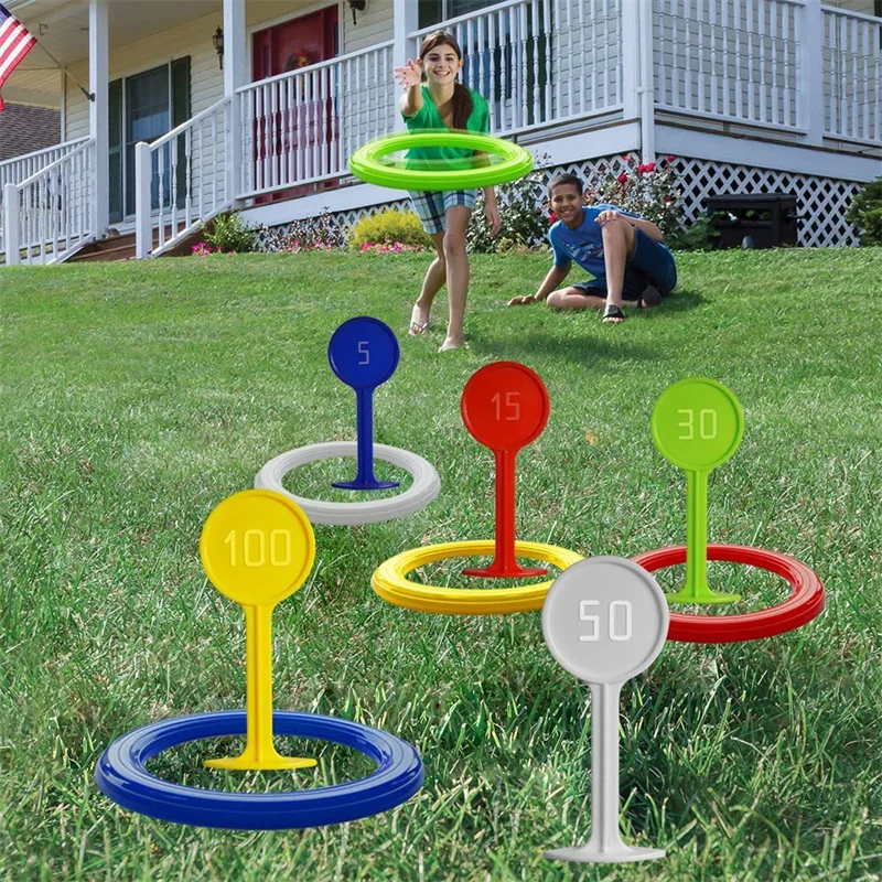 Jeu de lancer d'anneaux en plastique pour enfants, jouets de lancer d'anneaux d'extérieur pour pelouse et plage, jeux de jardin, cadeaux, faveurs de fête de carnaval