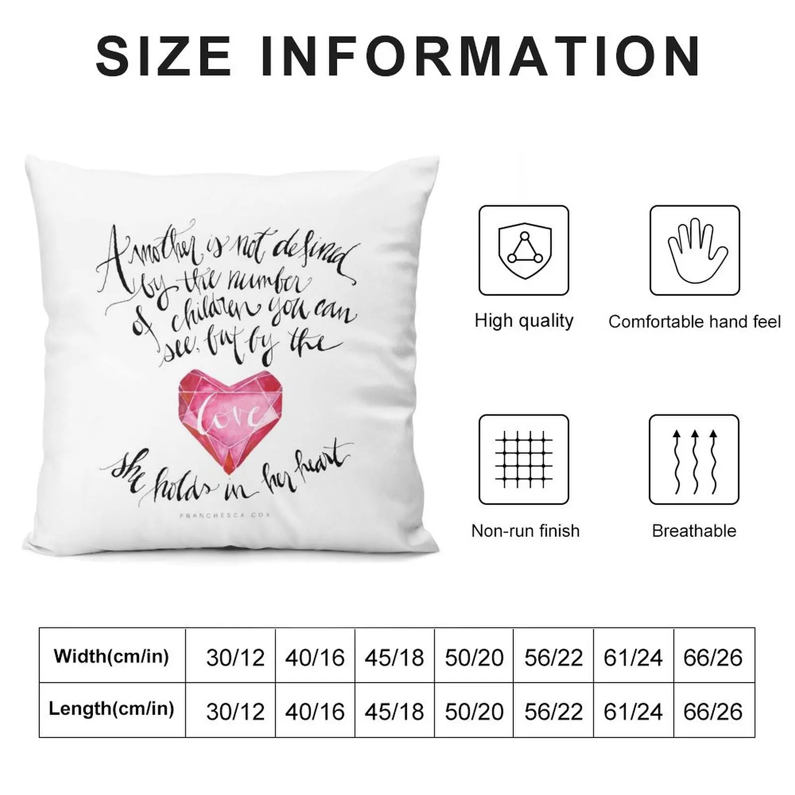 A Mother is Not Defined by the number of children you can see, but by the love she holds in her heart. - Franchesca Throw Pillow