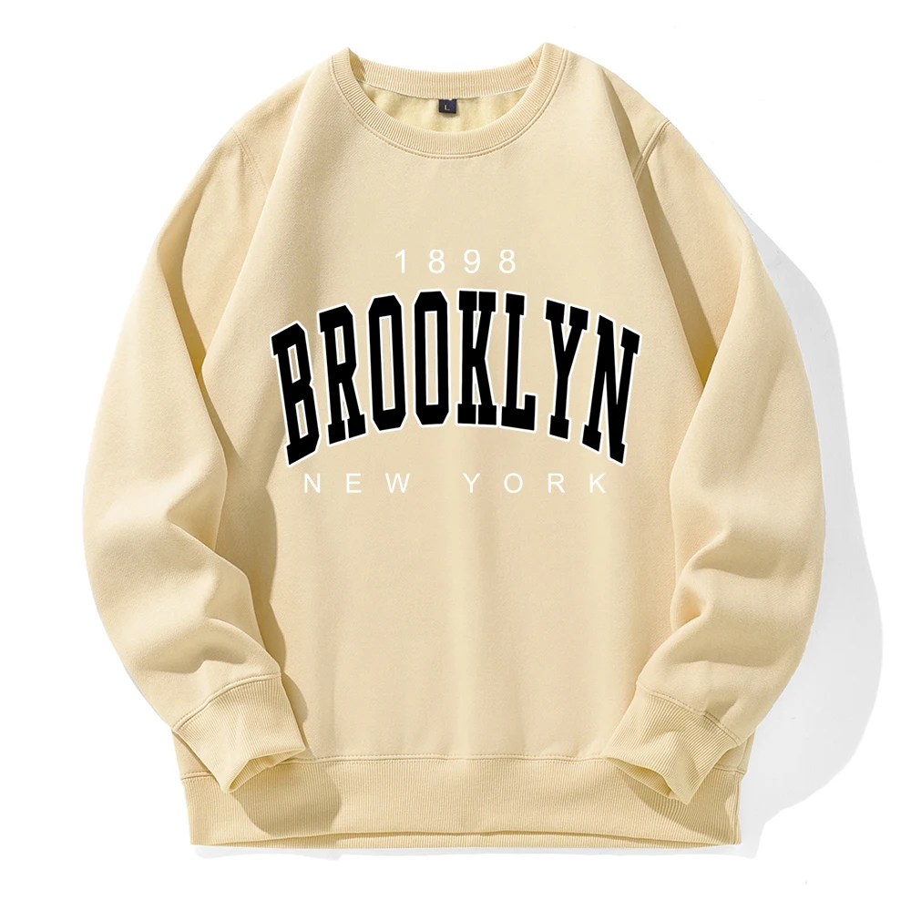 

1898 Brooklyn New York Printing Men Hoody Fashion Novelty New Hoodie Basic Daily Oversized Sweatshirts Loose Warm Fleece Hooded