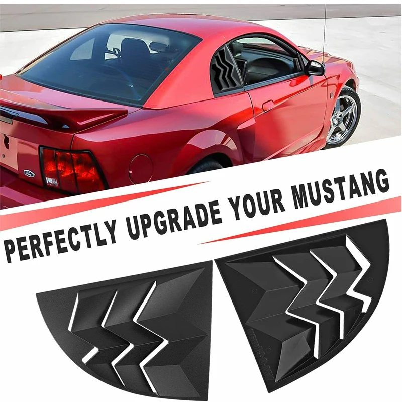 Rear Side Window Louver Windshield Sun Shade Cover For Ford Mustang 1999-2004 in GT Lambo Style ABS Matte Black (Pair)