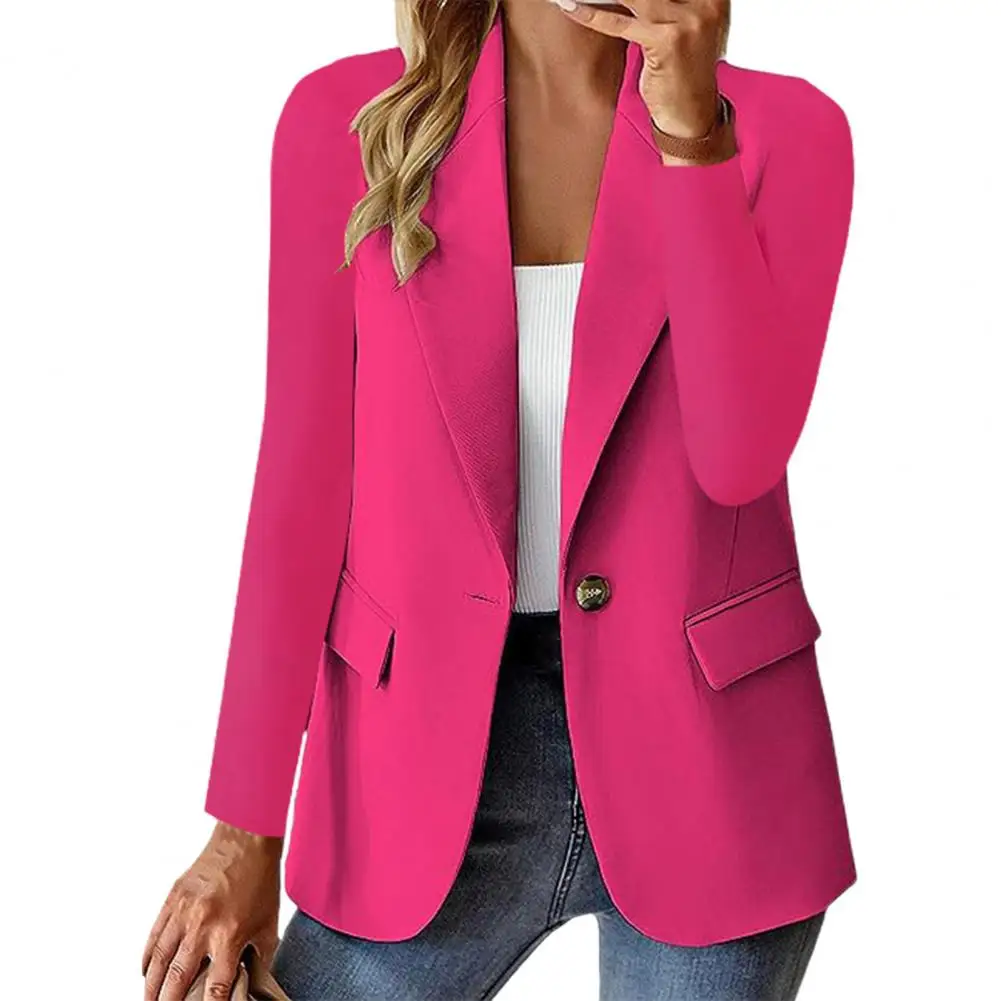 Women Suit Coat Single Button Straight Anti-wrinkle Long Sleeve Formal Business OL Commute Style Office Jacket