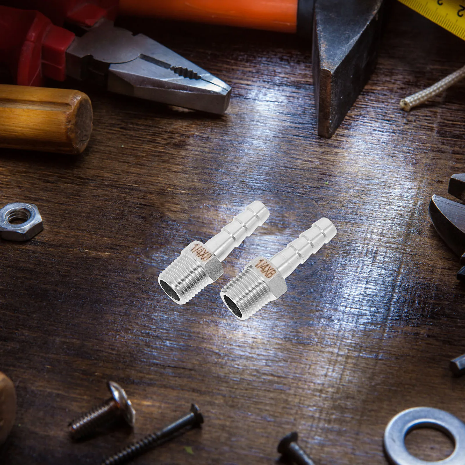 

2 Pcs Stainless Steel Hose Barb Fittings for Air Barbed Brass Male Splice Coupler