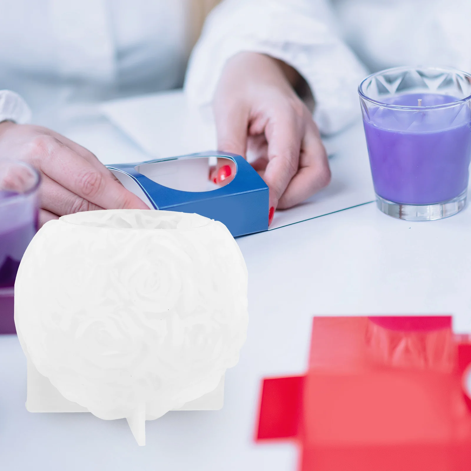 

Rose Ball Mold 3D Rose Flower Silicone DIY Scented Wax Molds Flexible Durable Easy Demold Practical Gift