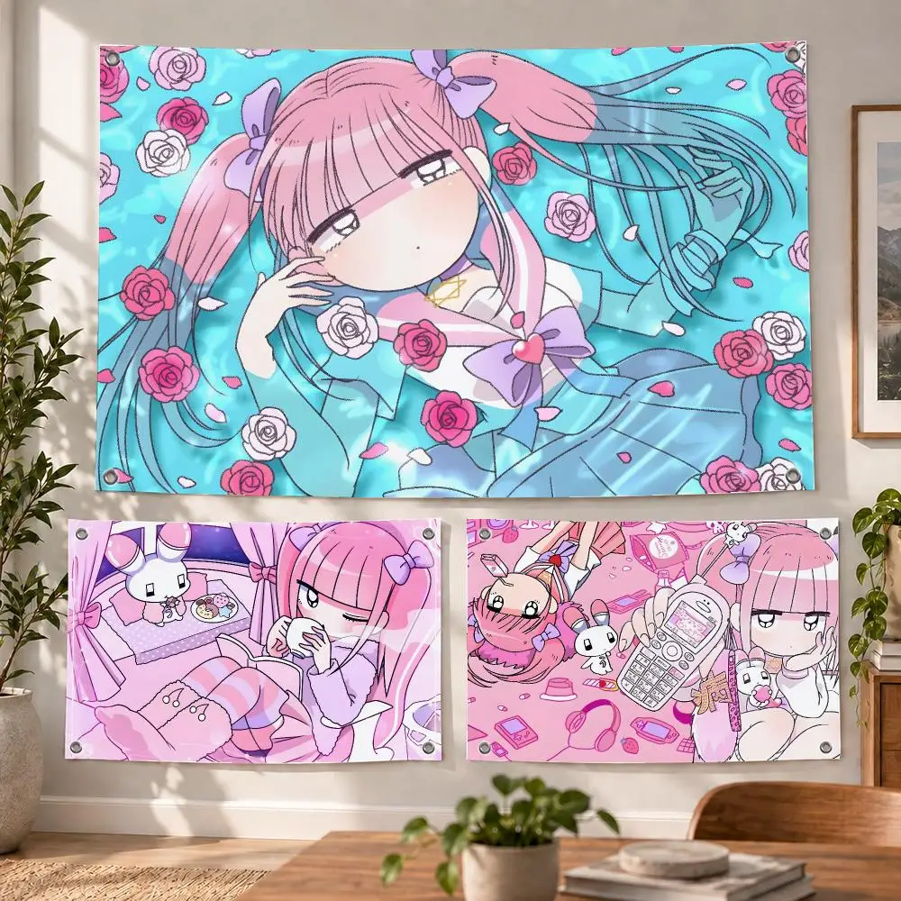 Character Japanese Menhera-chan Flags Decorative Flag Banner Indoor Bedroom Dorm Gaming Room Wall Party Club Decor Fan Gift