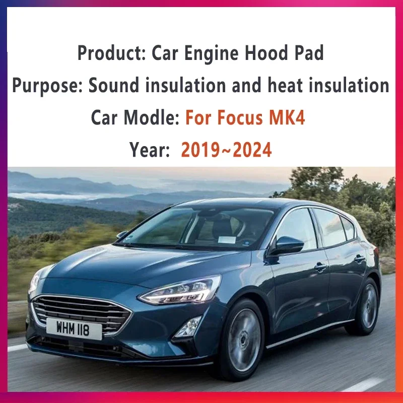 Heat Insulation Mat Soundproof Cotton For Ford Focus MK4 C519 SA ST 2019~2024 Front Hood Engine Sound Pad Car Accessories 2023