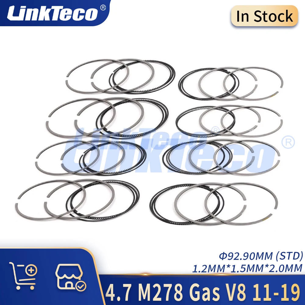 8pcs STD Engine Parts Pistons Rings Kit Fit 4.7 L M278 Gas V8 11-19 For Mercedes-Benz W222 X222 W212 X166 GL500 E500 ML550 Turbo