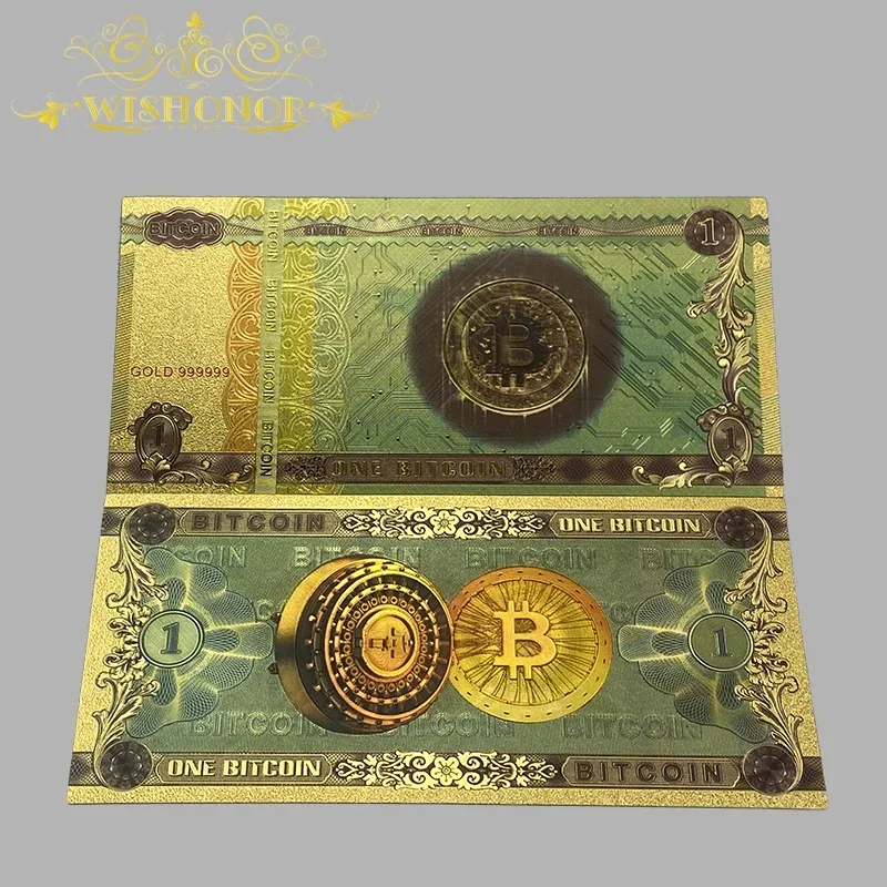 1-10 قطعة أفضل سعر لـ 1-100 بيتكوين وDogecoin في رقائق الذهب عيار 24 قيراط للتجميع