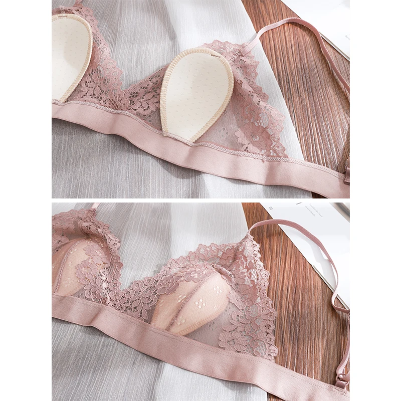 1 Pcs Transparent Bra For Woman Lace Thin Underwear Female Lace Bras Wire Free Sexy Lingerie Bralette For Ladies NEW BANNIROU