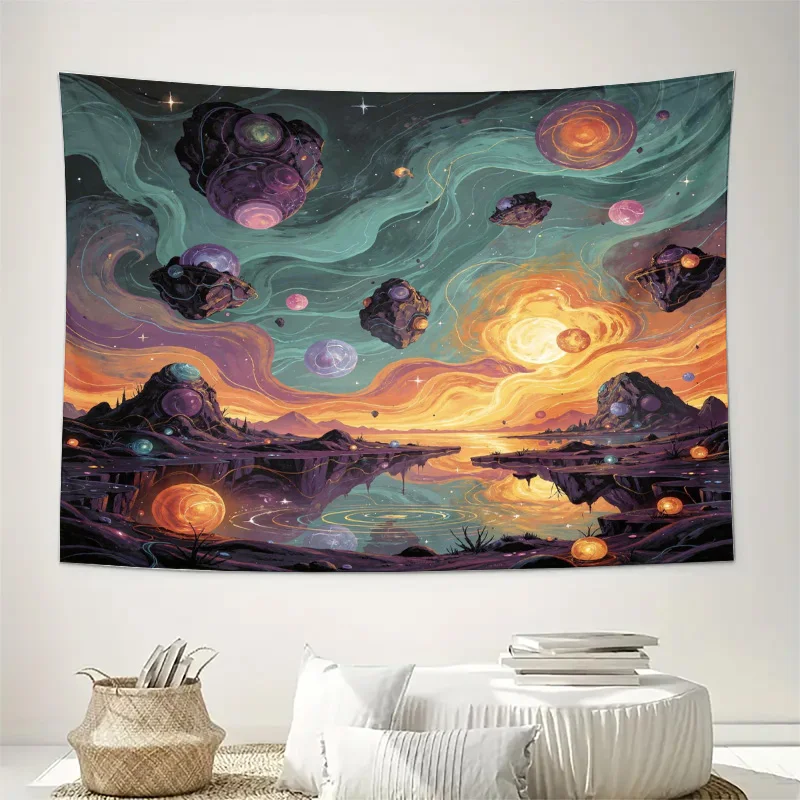 Psychedelic Space Galaxy Nebula Tapestry Wall Hanging Decor Abstract Universe Cosmic Planets Astronomy Room Art Poster