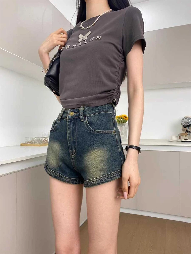 Women's Denim Shorts Hight Waist Mini Jeans Shorts 2000s Vintage Y2k 90s Cowboy Short Pants Harajuku Clothes Summer Clothes 2024