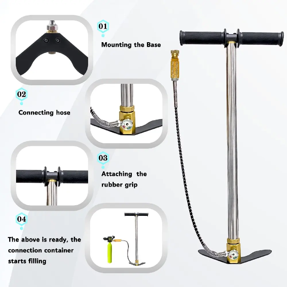NUOGE 3-Stage 30mpa 4500Psi PCP Hand Pump High Pressure Operated HPA Tank Hunting Car Bicycle