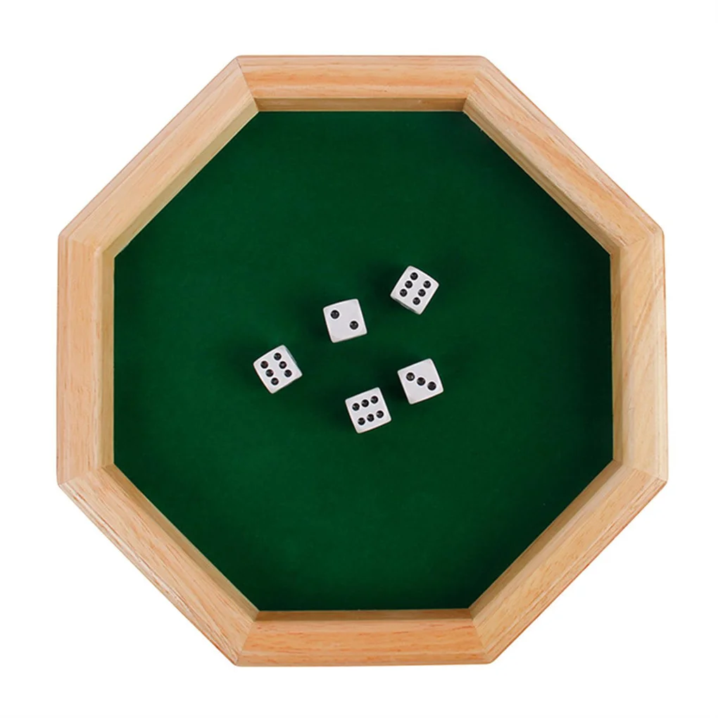 

Wooden Dice Tray,Wooden Octagonal Dice Board Game for Family Night Dice Game Dice for Party
