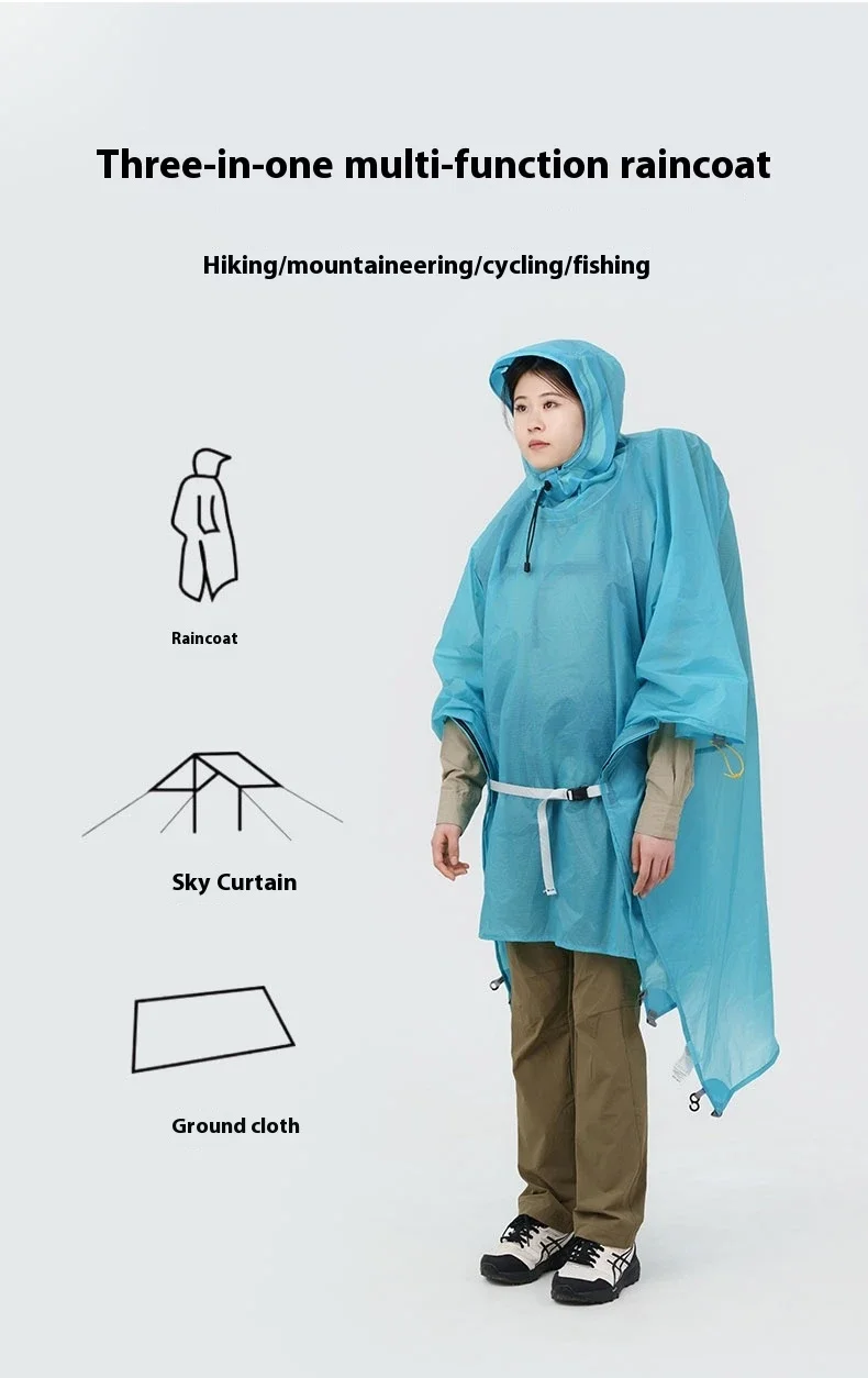 3F UL GEAR Ultraleichter Wanderregenmantel 3-in-1 Camping-Regenponcho Tarp Outdoor-Vordach Zelt 15D Silikon Wasserdichte Regenjacke – Detail 2