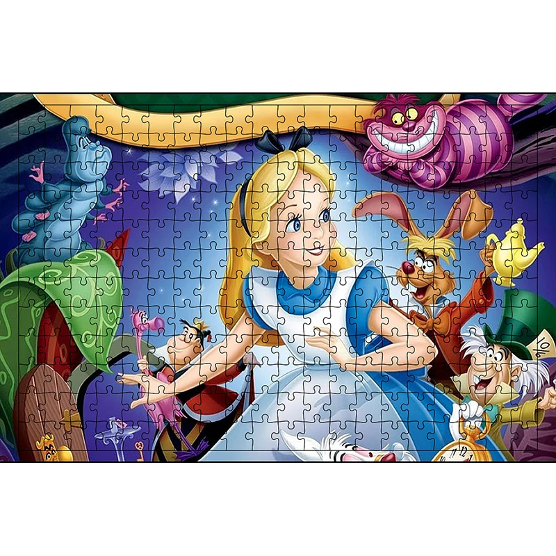 Puzzles Alice In Wonderland Disney Cartoon 300PCS Jigsaw Puzzle Game For Girl Toys Anime Stills For Girl Room Desk Collection