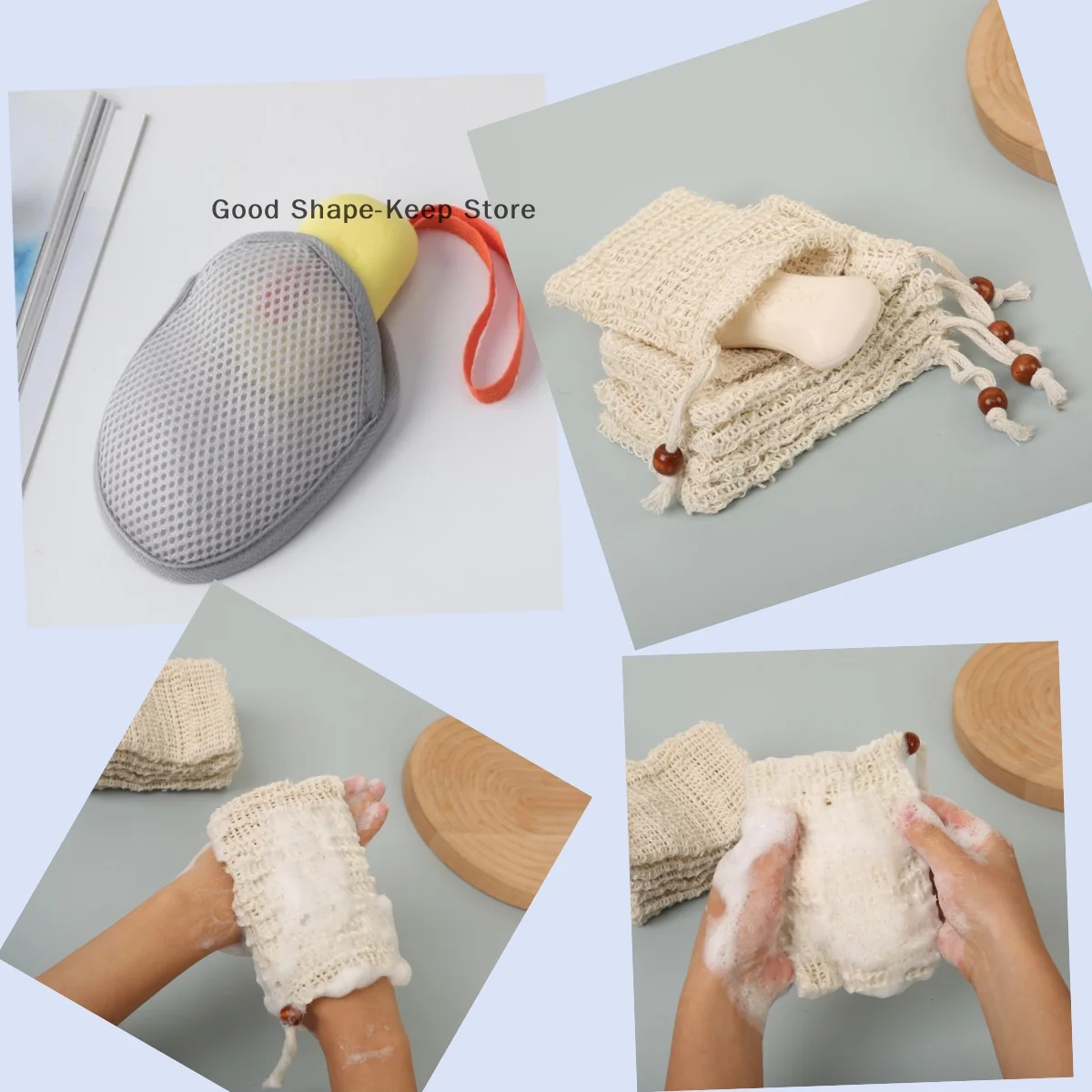 

1 шт. двусторонняя квадратная/овальная пенящаяся сетка для ванны, сумка для мыла, отшелушивающая сетка для скруббера для тела, губка для ванной комнаты, карман для мыла