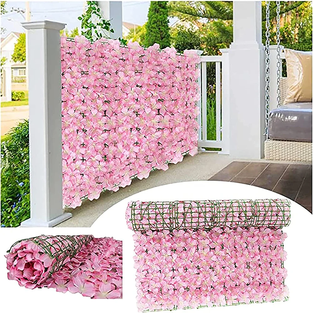 Artificial Flower Panels Wall Hedge Simulation Trellis with Leaves Retractable Fence for Wedding Backdrop Garden Balcony Decor