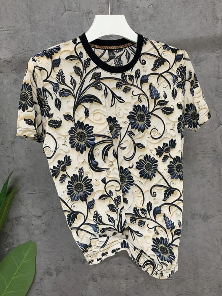 Fashion Male Hot Sale Summer Thin Pullover O-Neck Short Sleeve T-Shirts Loose Printed Casual Tops Daily Cool Tees Mens T-Shirt