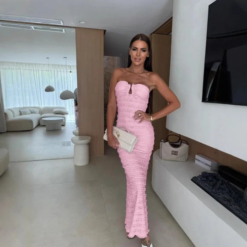 Abito aderente a sirena da donna elegante con spalle scoperte Abito da sera da celebrità con corsetto sottile sexy per ospiti