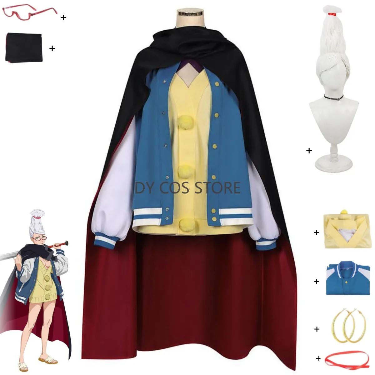 

Anime Dan Da Ken Seiko Ayase Cosplay Costume Dandadan Blue Baseball Uniform Coat Black Cloak Skirt Wig Woman Sexy Carnival Suit
